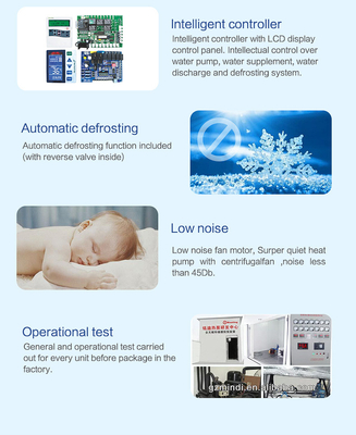 Air Source Household Heat Pump 7KW Coated Metal Works With Water Pump Residential Heat Pump Systems